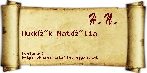 Hudák Natália névjegykártya